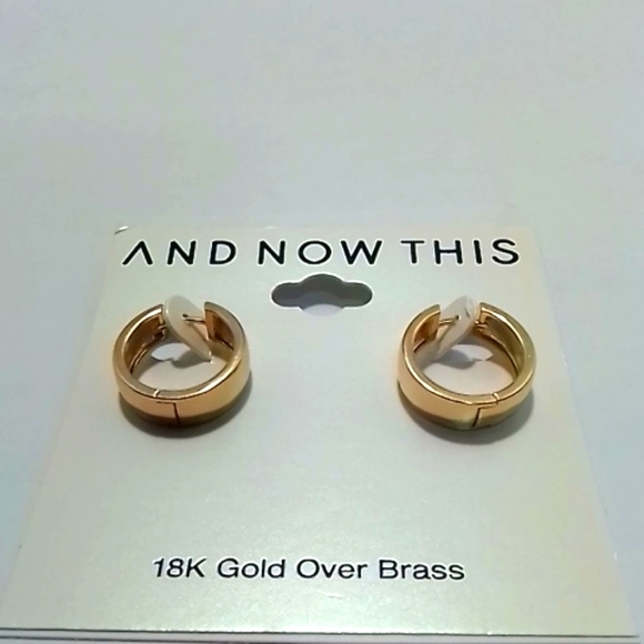 And Now This 18k Gold over Brass Small Hoop Earrings Set - Picture 2 of 3
